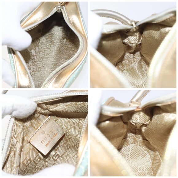 GUCCI Hand Bag Canvas Leather Light Blue 039 1133 Auth - Picture 14 of 15